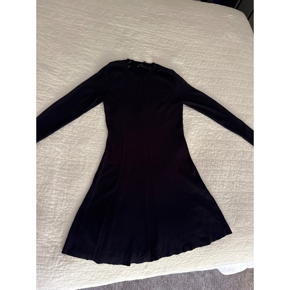 Ann Taylor Black Long Sleeve Fit and Flare Knit Dress Womens small
